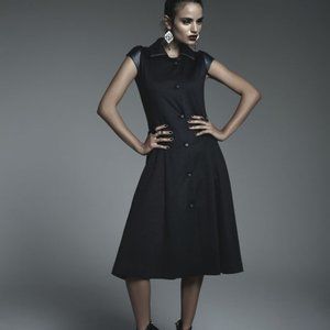 Disney Maleficent Coat Dress Cap Sleeve Faux Leather trim